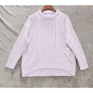 Time And True Lavender Oversized Cable Knit Alpaca Blend Sweater Size Small NEW